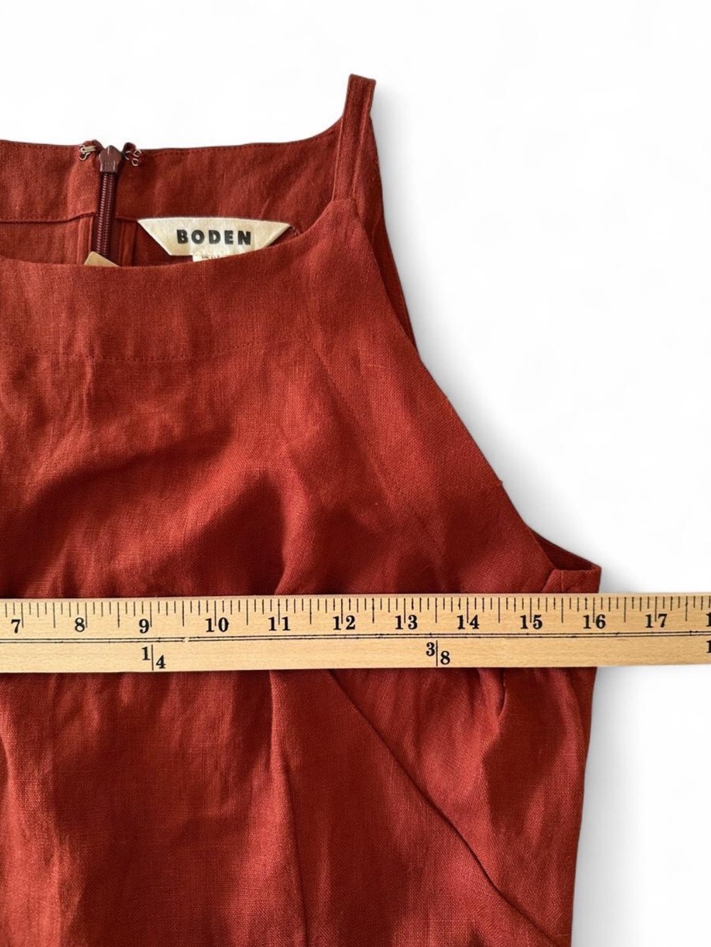 Boden 100% Linen Belted Maxi Dress Rust Terracotta Pockets NWT US 6 Minimalist - Picture 8 of 8